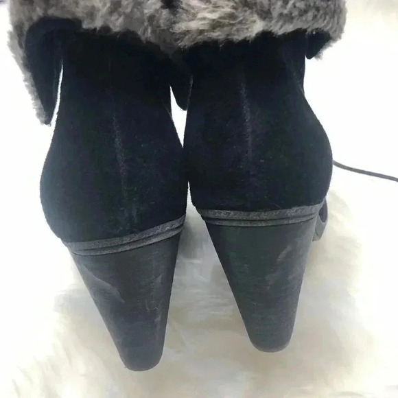 Bjorndal Falan Womens Size 8 Black Suede Heels Boots With Faux Fur Accent 124355 - Picture 4 of 6